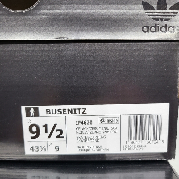 New adidas Busenitz Pro Core Black Men\'s Skateboarding Shoes Size 9.5